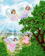 Рисунок на ткани для вышивки бисером Ангелы дитя хранят А-строчка АК3-143