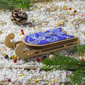 Набор для вышивания бисером по дереву Синие саночки Волшебная страна FLK-469 - 240.00грн.