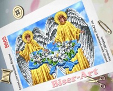 Схема вышивки бисером на габардине Ангелы Хранители  Biser-Art 30х40-В665