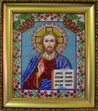 Рисунок на габардине для вышивки бисером Иисус Вишиванка А4-074