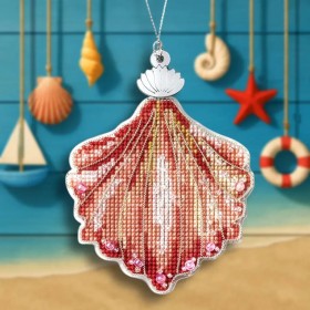 Набор для вышивки на пластиковой основе Wonderland Crafts Елочная игрушка - Коралловая ракушка FLX-148