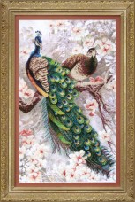 Набор для вышивки крестом два павлина в цветущей магнолии Cristal Art ВТ-519