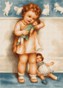 Набор для вышивки крестом Девочка с куклой