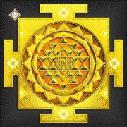 Схема вышивки бисером и декоративными элементами  на атласе Золотая янтра процветания 