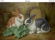 Схема для вышивки бисером на габардине Кролики