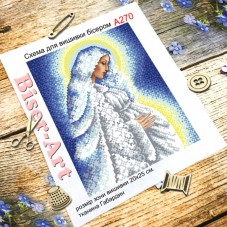 Схема вышивки бисером на габардине Беременная Дева Мария Biser-Art 20х30-А270