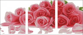 Схема вышивки бисером на габардине Триптих Розы