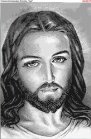 Схема вышивки бисером на габардине Иисус 