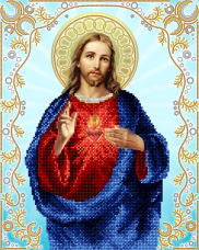 Схема для вышивки бисером на атласе Святое сердце Иисуса А-строчка АС3-032