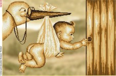 Схема вышивки бисером на габардине Лелека приніс дитину Biser-Art 40х60-3035