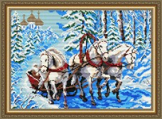Набор для выкладки алмазной мозаикой Тройка лошадей Art Solo АТ3004