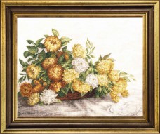 Набор для вышивки крестом желтые хризантемы