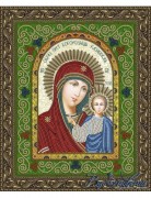 Схема для вышивки бисером на атласе Икона Образ Пресвятой Богородицы Казанская
