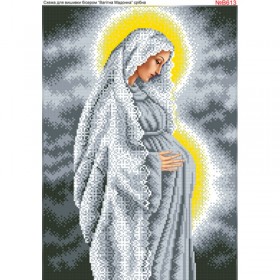 Схема вышивки бисером на габардине Дева Мария беременная в серебре Biser-Art 30х40-В613 - 108.00грн.
