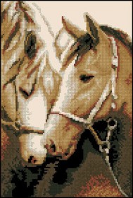 Схема вышивки бисером на габардине Лошади