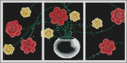 Схема вышивки бисером на габардине Триптих Цветы