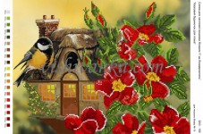 Рисунок на габардине для вышивки бисером Казковий будиночок для птаха Вишиванка А3-155