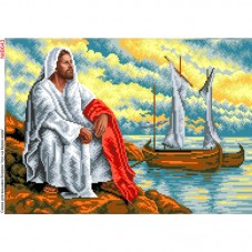 Схема вышивки бисером на габардине Иисус на берегу моря  Biser-Art 30х40-В643