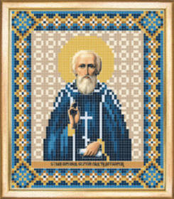 Схемы для вышивания бисером на ткани Святой Сергей Радонежский