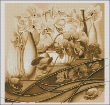 Схема вышивки бисером на габардине Натюрморт орхідей полная зашивка Эдельвейс А-2-001+