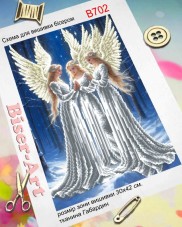 Схема вышивки бисером на габардине Белоснежные ангелы  Biser-Art 30х40-В702