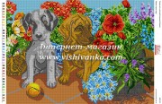 Схема для вышивки бисером на габардине Веселі ігри в саду