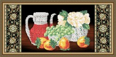 Схема вышивки бисером на габардине Хрусталь. Хурма и виноград на чёрном Art Solo VKA3114