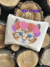 Косметичка для вышивки бисером Кошка  Юма КОС-015 беж