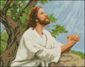 Схема вышивки бисером на габардине Молитва Иисуса