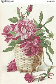 Схема для вышивки бисером на габардине Садовые розы