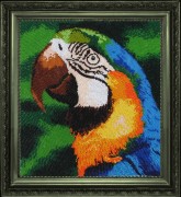Рисунок на атласе для вышивки бисером Попугай