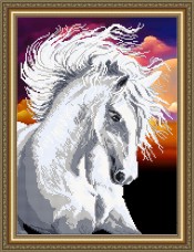 Схема вышивки бисером габардине Белая лошадь Art Solo VKA3134