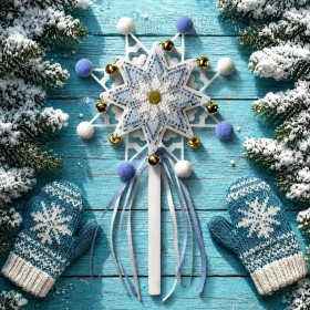 Набор для вышивки бисером на пластиковой основе Wonderland Crafts Рождественская звезда - Ледяная нежность FLPL-121