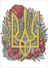 Схема вышивки бисером на габардине Украинский герб Акорнс А4-К-1239