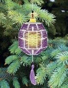 Набор для вышивки нитками Новогодняя игрушка Фиолетовый фонарик