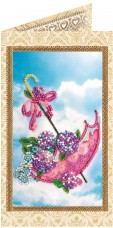 Набор - открытка для вышивки бисером Цветы в зонтике Абрис Арт АО-121