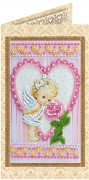 Набор - открытка для вышивки бисером Ангелочек и роза