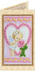 Набор - открытка для вышивки бисером Ангелочек и роза Абрис Арт АО-134