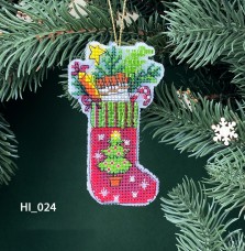 Набор для вышивки новогодней игрушки Сапожек с подарками  Кольорова НІ_24