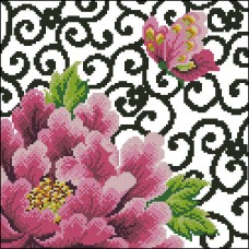 Схема вышивки бисером на габардине Цветы Эдельвейс С-90