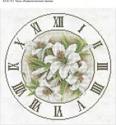 Схема для вышивки бисером на габардине Часы Романтические Лилии
