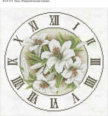 Схема для вышивки бисером на габардине Часы Романтические Лилии Acorns А3-К-151