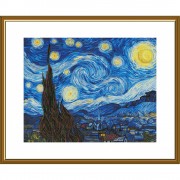 Набор для вышивки нитками на белой канве Звездная ночь (Ван Гог)