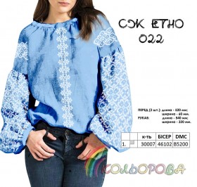 Сорочка жіноча на домотканому полотні СЖ-ЕТНО-022 Кольорова СЖ-Етно-022-Дніпро Блакитний - 1 386.00грн.