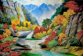 Схема для вышивки бисером на габардине Китайский пейзаж Картины бисером S-200 - 242.00грн.