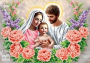 Схема вишивки бісером на габардині Бісер Арт Свята родина в квітах 30х40-В733
