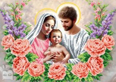 Схема вишивки бісером на габардині Бісер Арт Свята родина в квітах 30х40-В733
