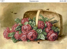 Схема для вышивки бисером на габардине Корзина роз
