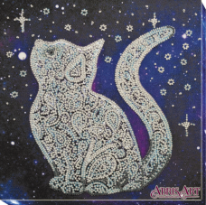 Набор для вышивки бисером на холсте Звездный кот Абрис Арт АМВ-052
