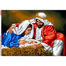 Схема вышивки бисером на габардине Рождество Христове  Biser-Art 30х40-В636